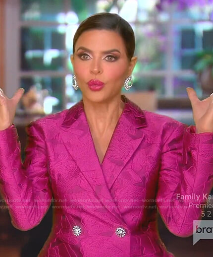 Lisa’s pink jacquard blazer dress on The Real Housewives of Beverly Hills