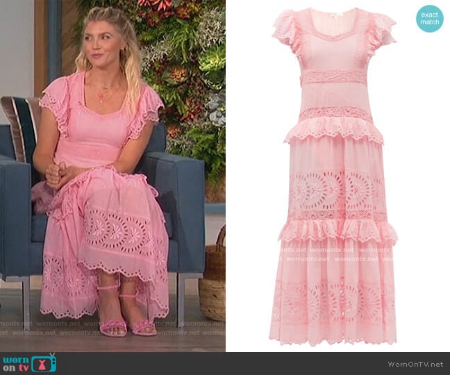 Rinny tiered cotton maxi dress by Love Shack Fancy worn by Amanda Kloots on The Talk