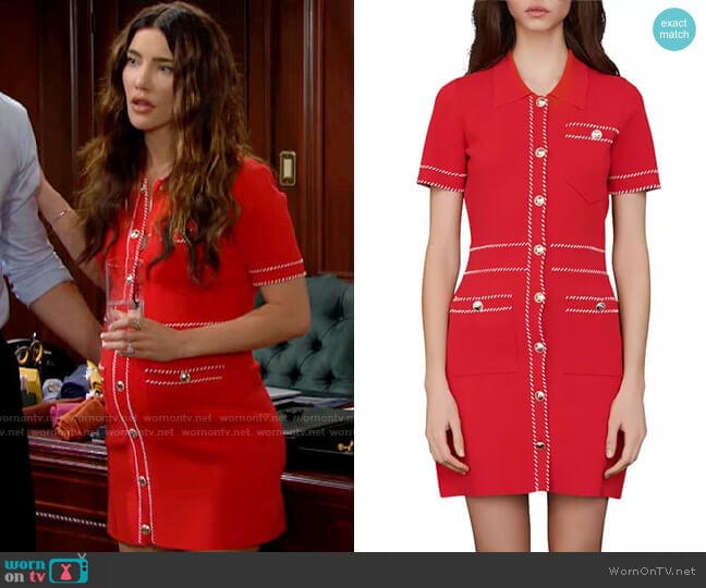 Maje Ross Dress worn by Steffy Forrester (Jacqueline MacInnes Wood) on The Bold and the Beautiful