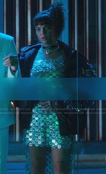 Mencia’s sequin mini dress on Elite