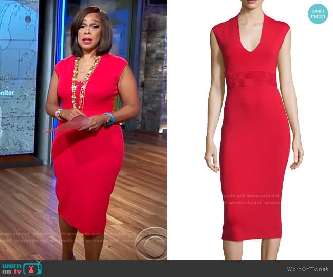 WornOnTV: Gayle King’s red v-neck sheath dress on CBS This Morning ...