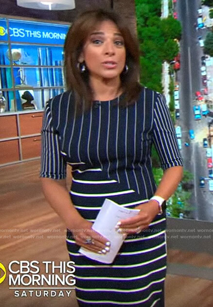 Michelle Miller's mixed stripe dress on CBS This Morning