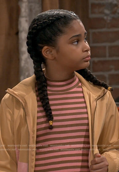 Millicent's pink striped top and star jacket on iCarly