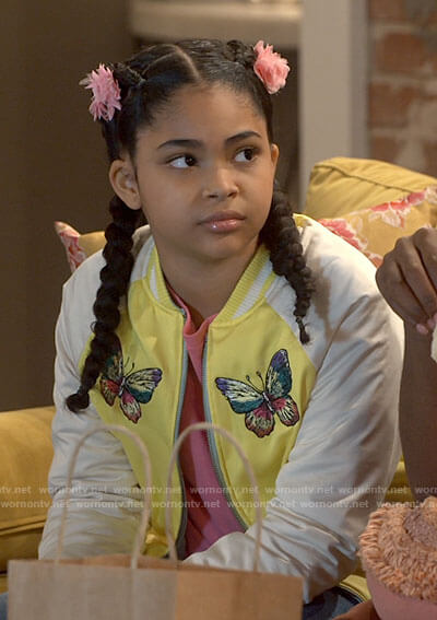 Millicent's yellow butterfly bomber jacket on iCarly