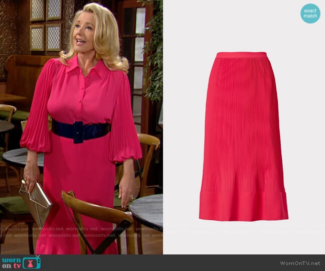 Milly Larissa Pleat Skirt worn by Nikki Reed Newman (Melody Thomas-Scott) on The Young and the Restless