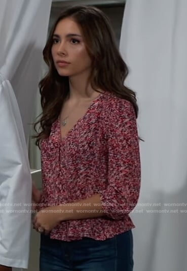 Molly's red floral peplum top on General Hospital
