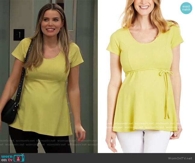 Peplum Maternity Top by Motherhood Maternity worn by Sasha Gilmore (Sofia Mattsson) on General Hospital