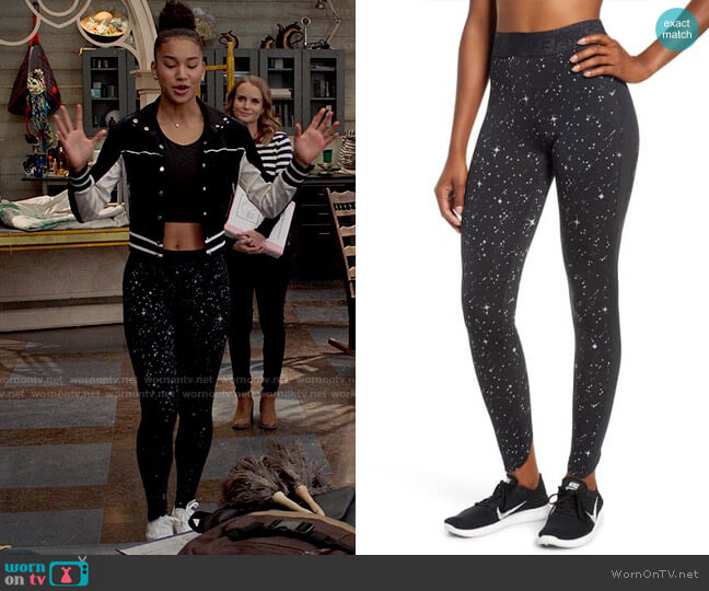 Nike  Pro Starry Night Metallic Print Training Tights worn by Gina (Sofia Wylie) on High School Musical The Musical The Series