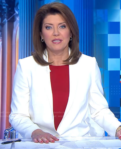 Norah’s white blazer on CBS Evening News