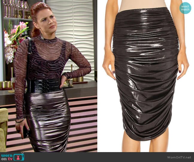 Norma Kamali Shirred To Knee Skirt worn by Sally Spectra (Courtney Hope) on The Young and the Restless