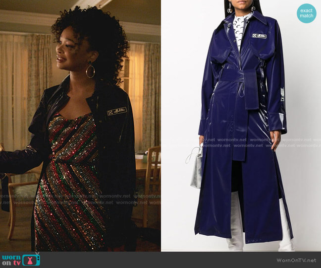 Long Belted Trench Coat by Off-White worn by Monica Colby (Wakeema Hollis) on Dynasty