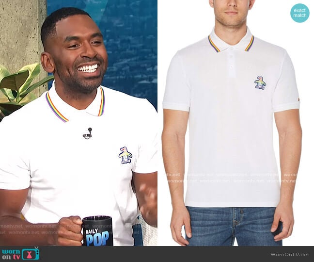 Pride Polo by Original Penguin worn by Justin Sylvester on E! News