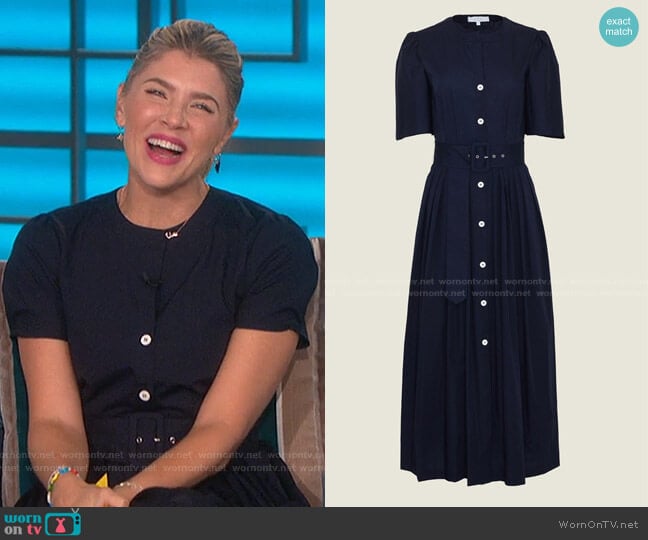 Cotton Poplin Belted Midi Dress by Pearl by Lela Rose worn by Amanda Kloots on The Talk