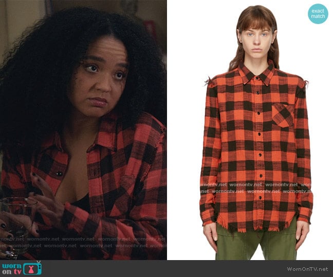 Red Shredded Seam Shirt by R13 worn by Kat Edison (Aisha Dee) on The Bold Type