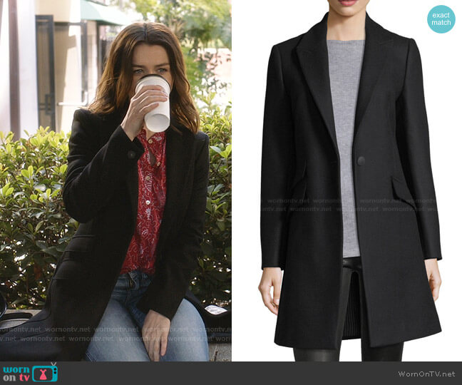 Duchess One-Button Tailored 3-Pocket Coat by Rag & Bone worn by Amelia Shepherd (Caterina Scorsone) on Greys Anatomy