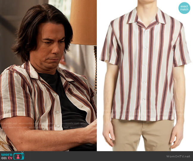 Rag & Bone Avery Shirt in Burgundy Stripe worn by Spencer Shay (Jerry Trainor) on iCarly