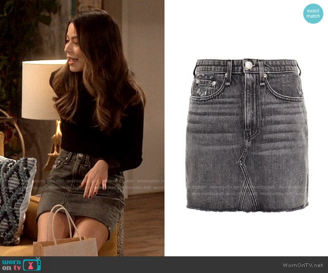 Rag & Bone Distressed denim mini skirt worn by Carly Shay (Miranda Cosgrove) on iCarly