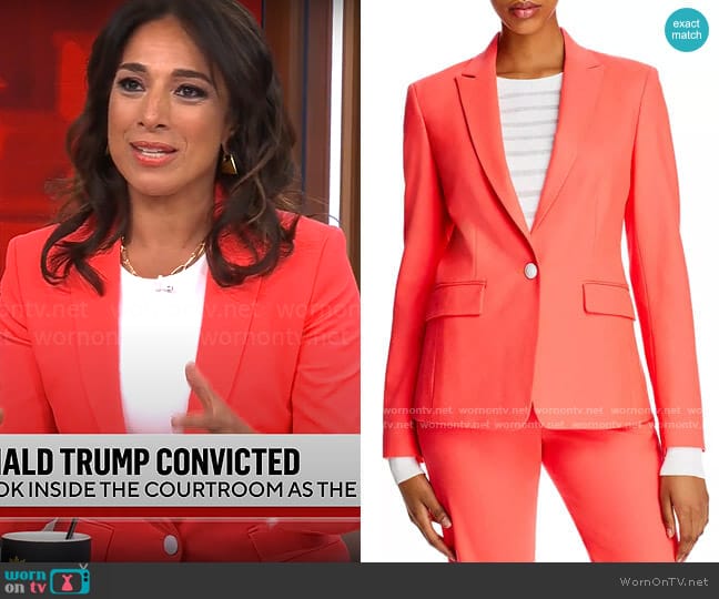 Rag & Bone Lexington Blazer in Bright Pink worn by Michelle Miller on CBS Mornings