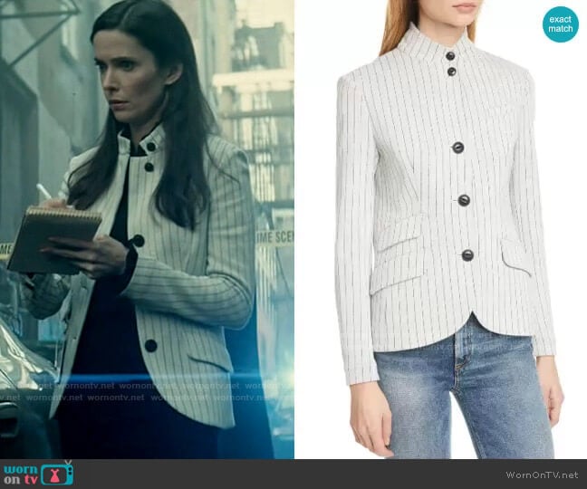 Rag & Bone Slade Pinstripe Cotton Blazer worn by Lois Lane (Elizabeth Tulloch) on Superman and Lois