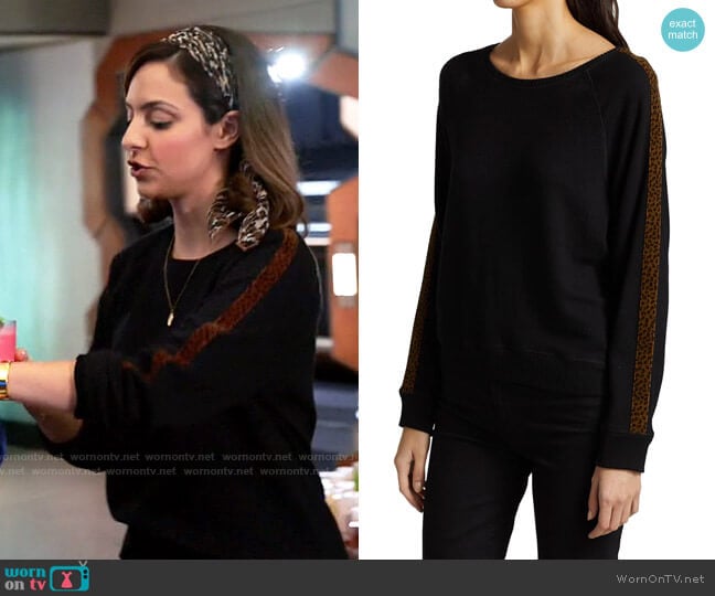 Rails Theo Velvet Leopard Side Stripe Sweatshirt worn by Zari Tomaz (Tala Ashe) on Legends of Tomorrow