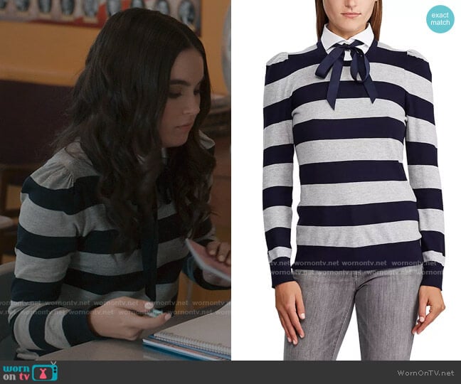 LAUREN Ralph Lauren Collared Cotton Sweater worn by Bella Whitmore (Landry Bender) on The Republic of Sarah