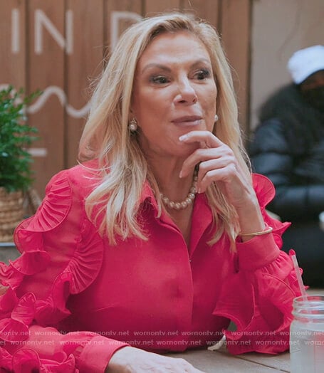 Ramona’s pink ruffle sleeve dress on The Real Housewives of New York City