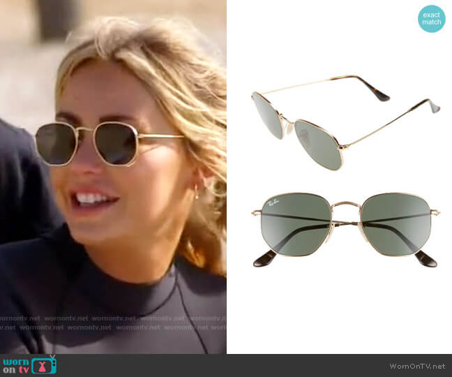 Ray Ban 51mm Hexagonal Flat Lens Sunglasses worn by Amber Davis on The Hills New Beginnings