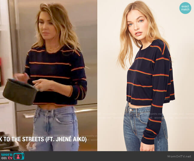 Reformation Chloe Striped Tee worn by Audrina Patridge  on The Hills New Beginnings