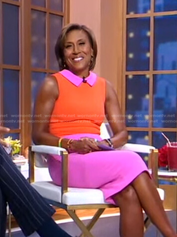 Robin's pink and orange collared sleeveless dress on Good Morning America