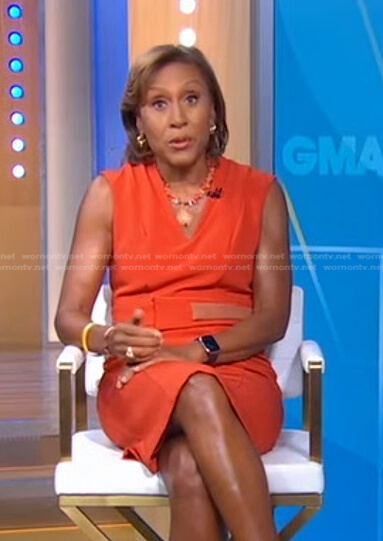 Robin’s orange v-neck dress on Good Morning America