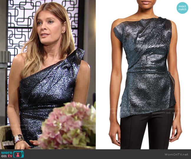 Roland Mouret Braxton Top worn by Phyllis Summers (Michelle Stafford) on The Young and the Restless