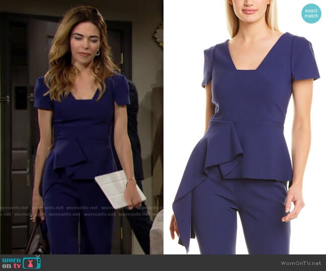 Roland Mouret Irene Top worn by Victoria Newman (Amelia Heinle) on The Young and the Restless