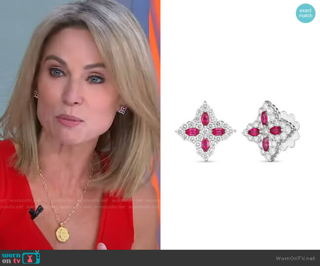 Princess Flower Stud Earrings by Roberto Coin worn by Amy Robach on Good Morning America