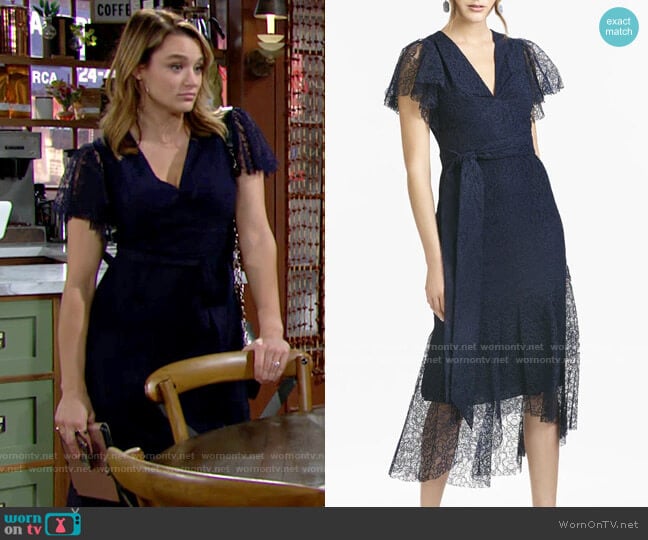 WornOnTV: Summer’s navy blue lace midi dress on The Young and the ...