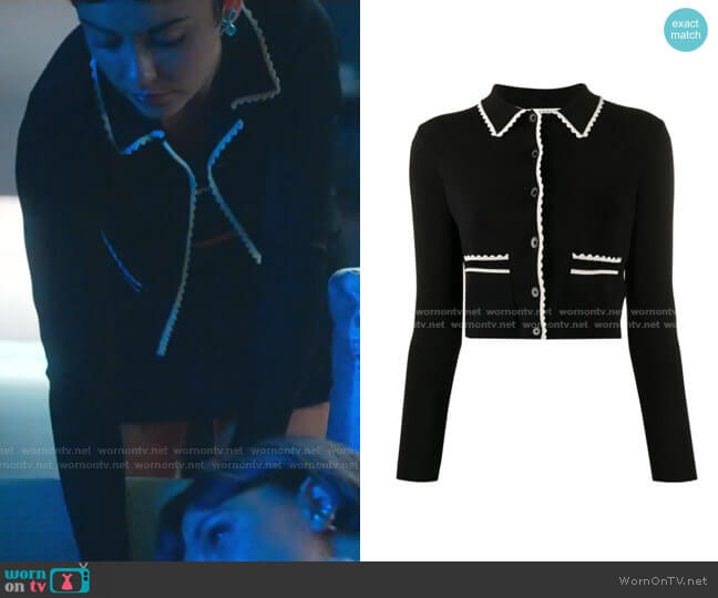 Leanna Cardigan by Sandro worn by Ari Blanco (Carla Diaz) on Elite