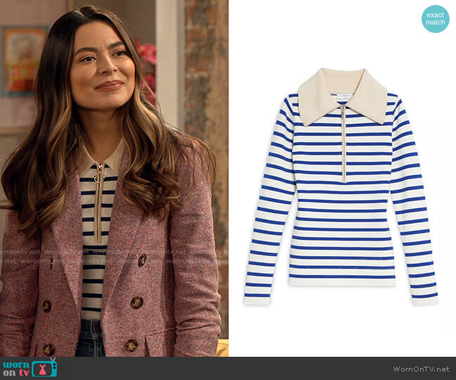 Sandro Arthur Striped Sweater worn by Carly Shay (Miranda Cosgrove) on iCarly