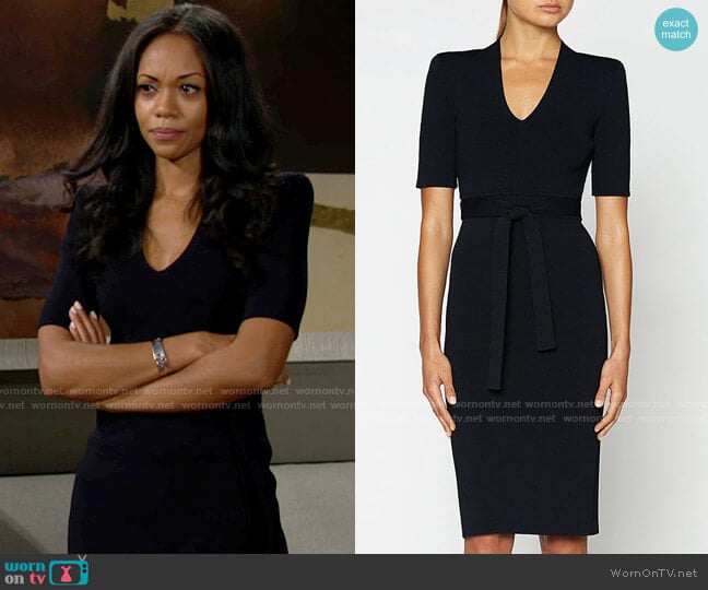 WornOnTV: Amanda’s navy blue v-neck dress on The Young and the Restless ...