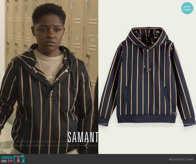 Striped hooded sweater Scotch & Soda worn by Tamia Cooper (Bre Z) on All American