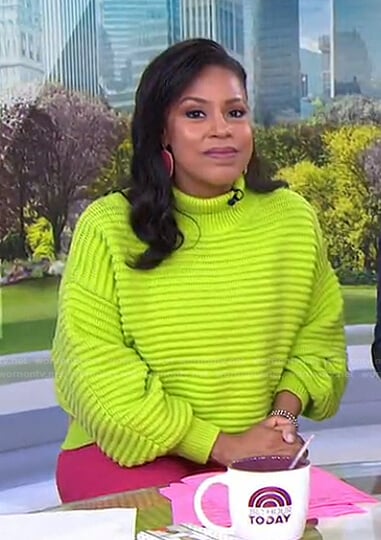 Sheinelle’s yellow ribbed sweater on Today