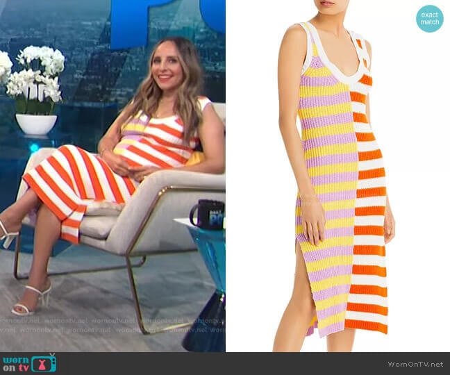 Seashore Stripe Blocked Knit Dress by Staud  worn by Lilliana Vazquez on E! News