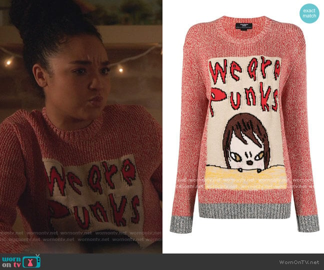 x Yoshitomo Nara We Are Punks jumper by Stella McCartney worn by Kat Edison (Aisha Dee) on The Bold Type