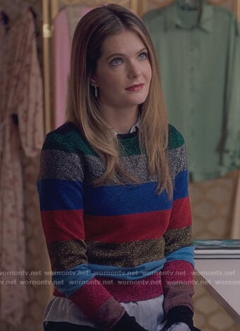 Sutton's multi stripe sweater on The Bold Type