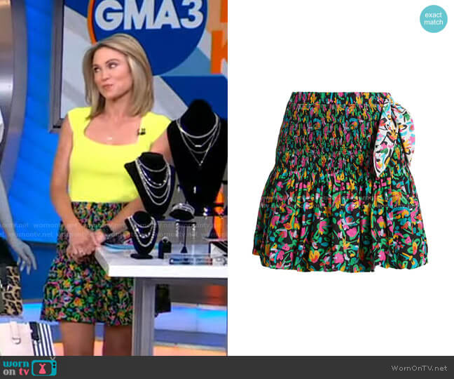 Kira Printed Smocked Skirt by Tanya Taylor worn by Amy Robach on Good Morning America