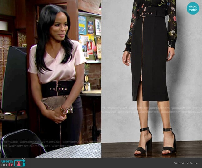 Ted Baker Kaara Skirt worn by Imani Benedict (Leigh-Ann Rose) on The Young and the Restless