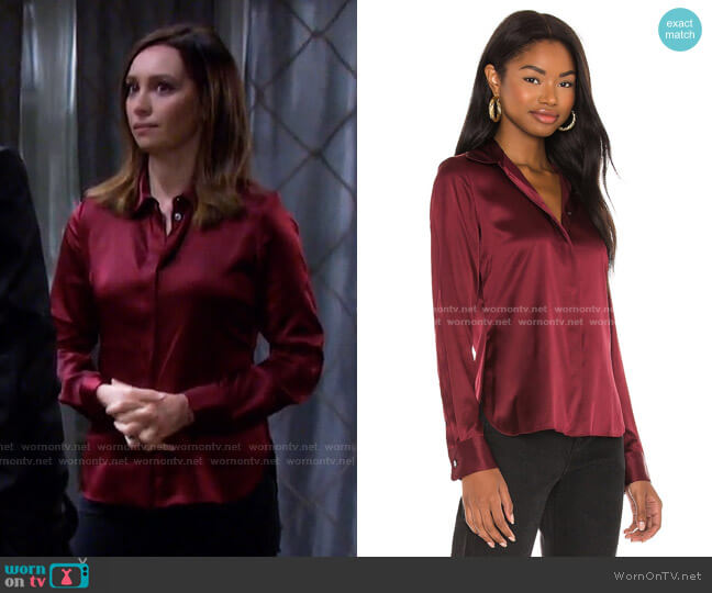 Classic Fitted Shirt by Theory worn by Gwen Rizczech (Emily O'Brien) on Days of our Lives