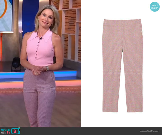 WornOnTV: Amy’s pink sleeveless ribbed top and check pants on Good ...
