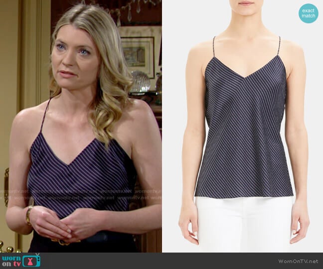 Theory Draped Back Slip Top worn by Tara Locke (Elizabeth Leiner) on The Young and the Restless