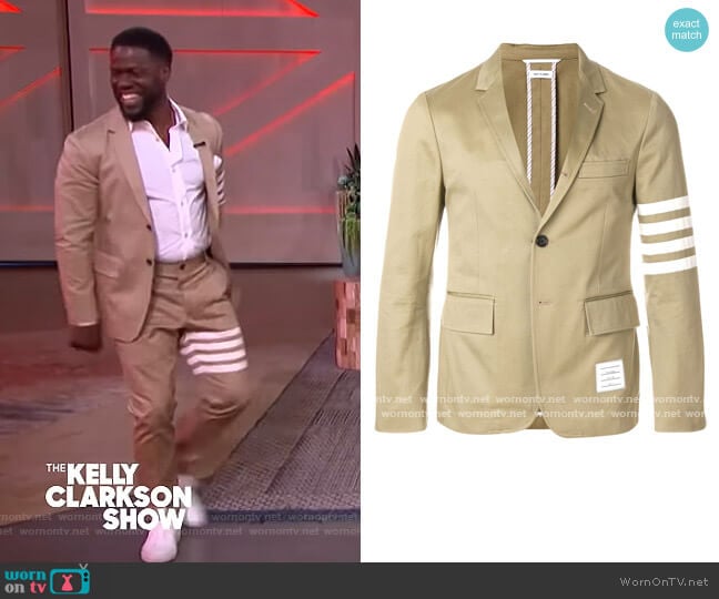 4-bar Unconstructed Sport Coat by Thom Browne worn by Kevin Hart on The Kelly Clarkson Show