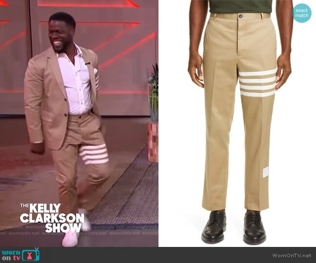 Unconstructed Chino Dress Pants by Thom Browne worn by Kevin Hart on The Kelly Clarkson Show