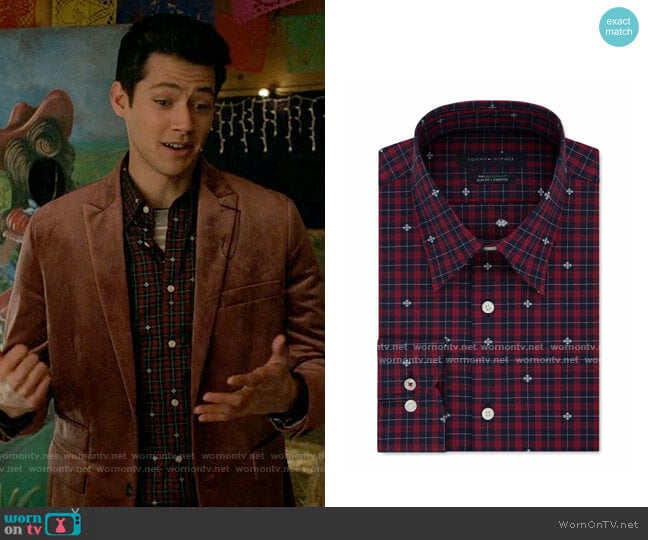 Tommy Hilfiger Check Print Slim Fit Button-Down Shirt worn by EJ (Matt Cornett) on High School Musical The Musical The Series